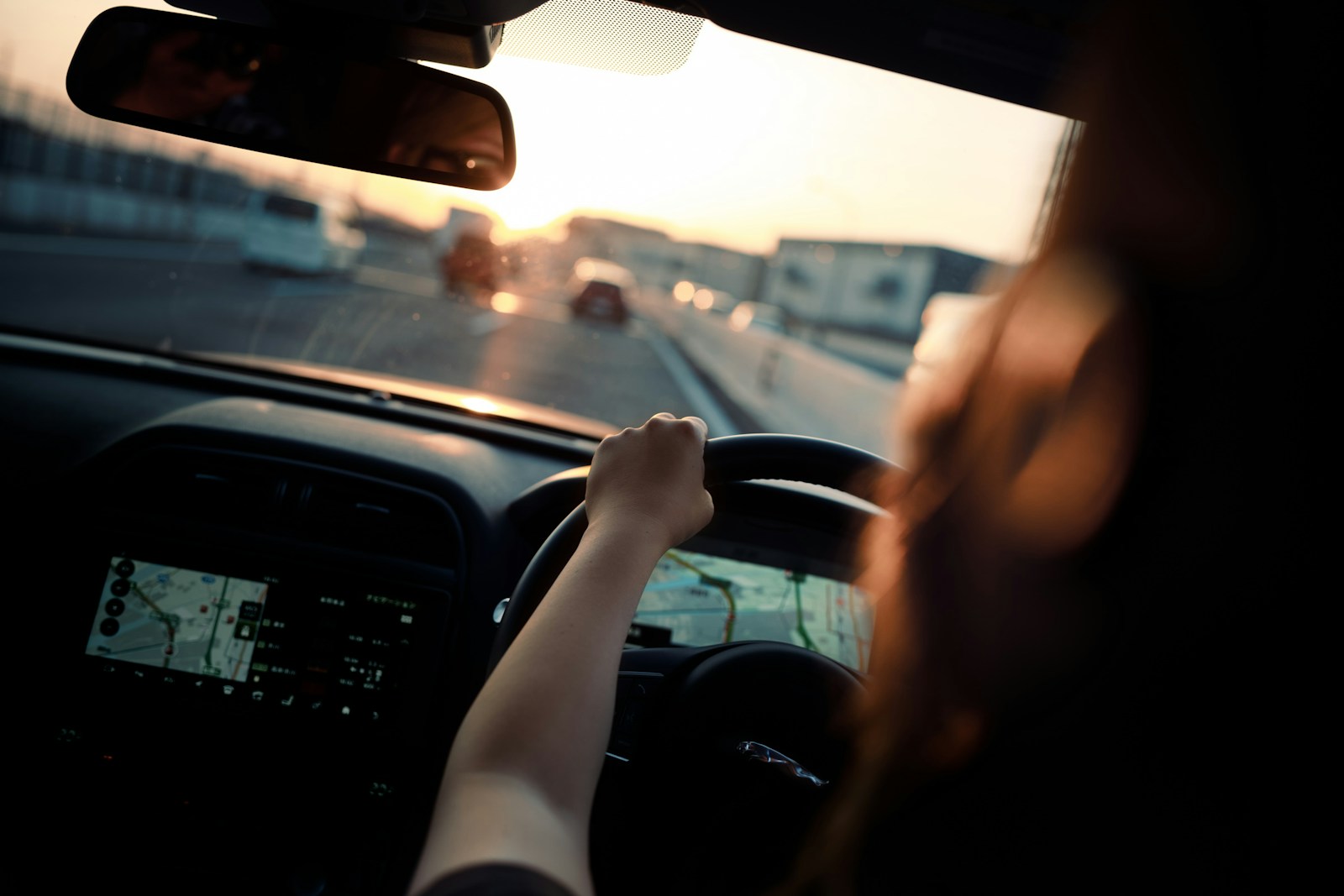 woman driving car, auto